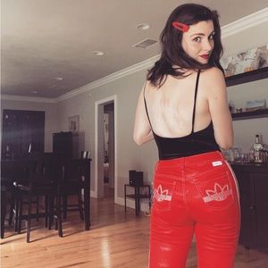 FIORUCCI X Adidas three stripe track pant in red